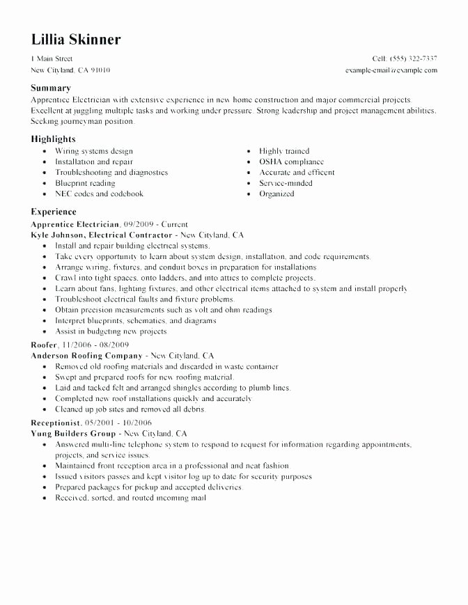 Great Electrician Resume Objective Gallery
