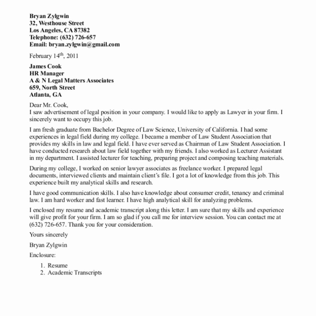 Great Legal Cover Letter Sample – Letter format Writing