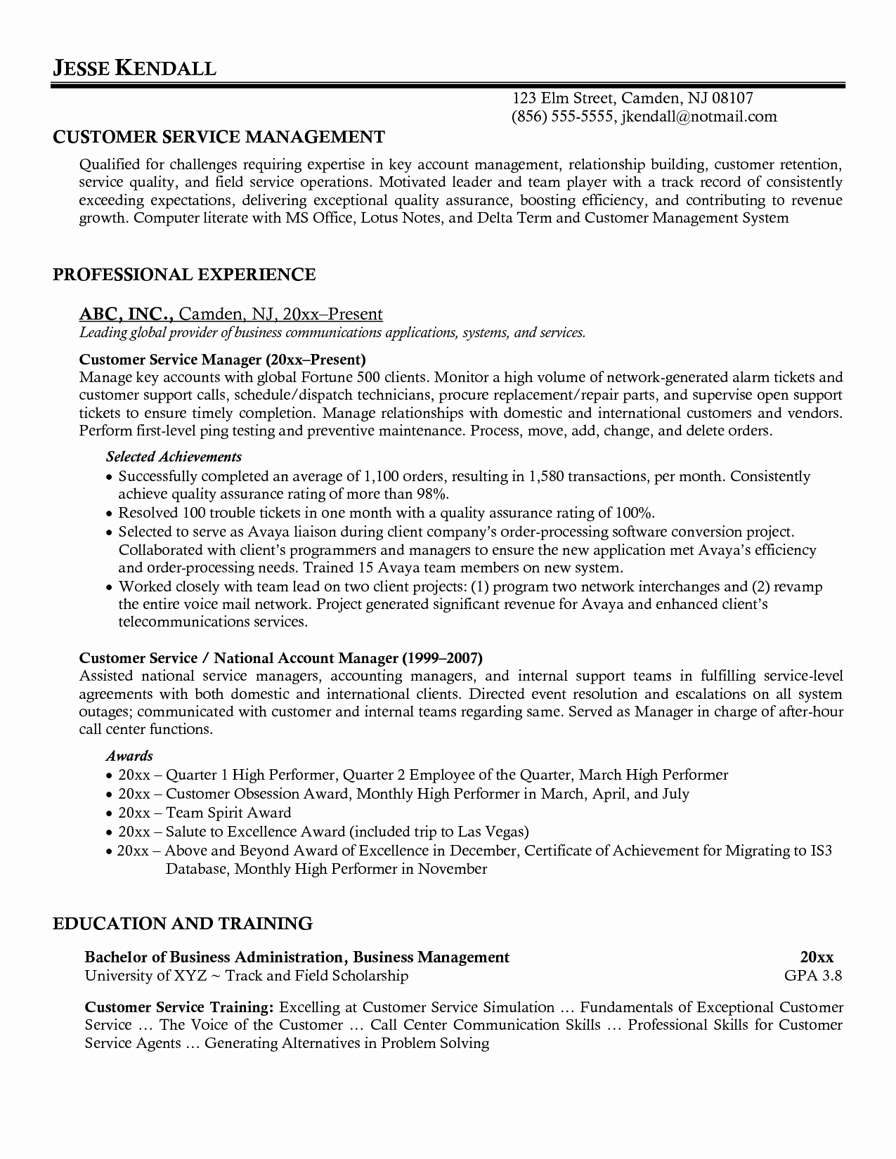 Great Resume Objectives Customer Service Call Center