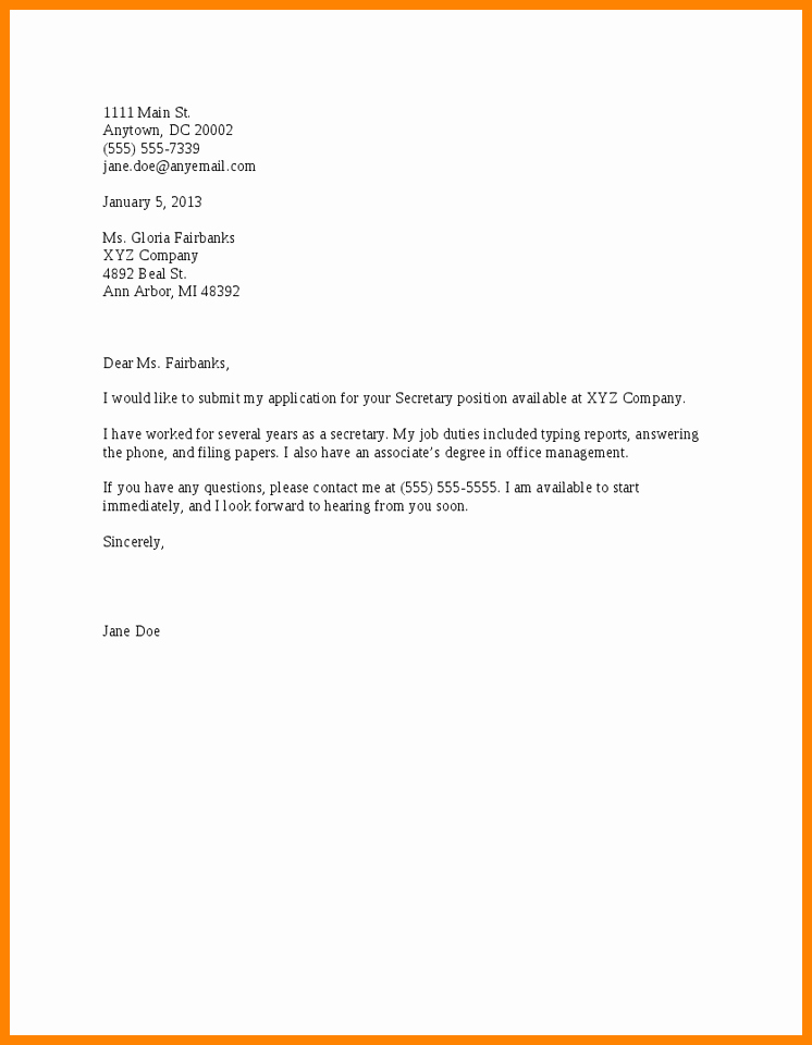 Great Simple Cover Letters the Simple Application Letter