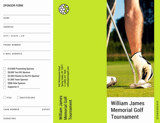 Green Golf tournament Sponsorship form Trifold