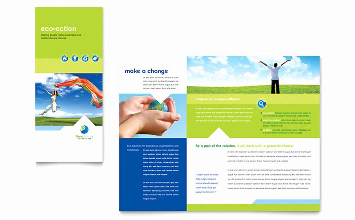 Green Living &amp; Recycling Tri Fold Brochure Template Design