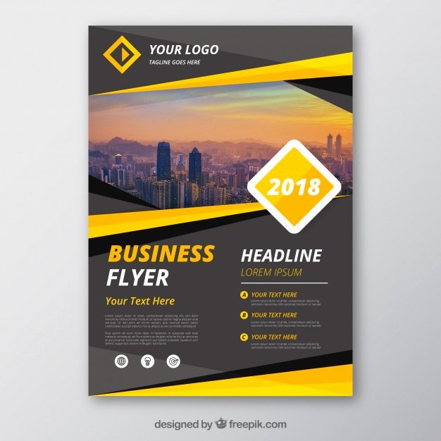 Grey and Yellow Business Flyer Template Vector