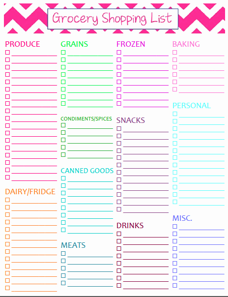 Grocery Shopping List Template Free Printable – Cassie