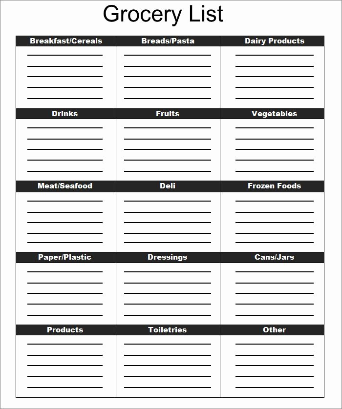 Grocery Templates Free Image – Printable Weekly Grocery