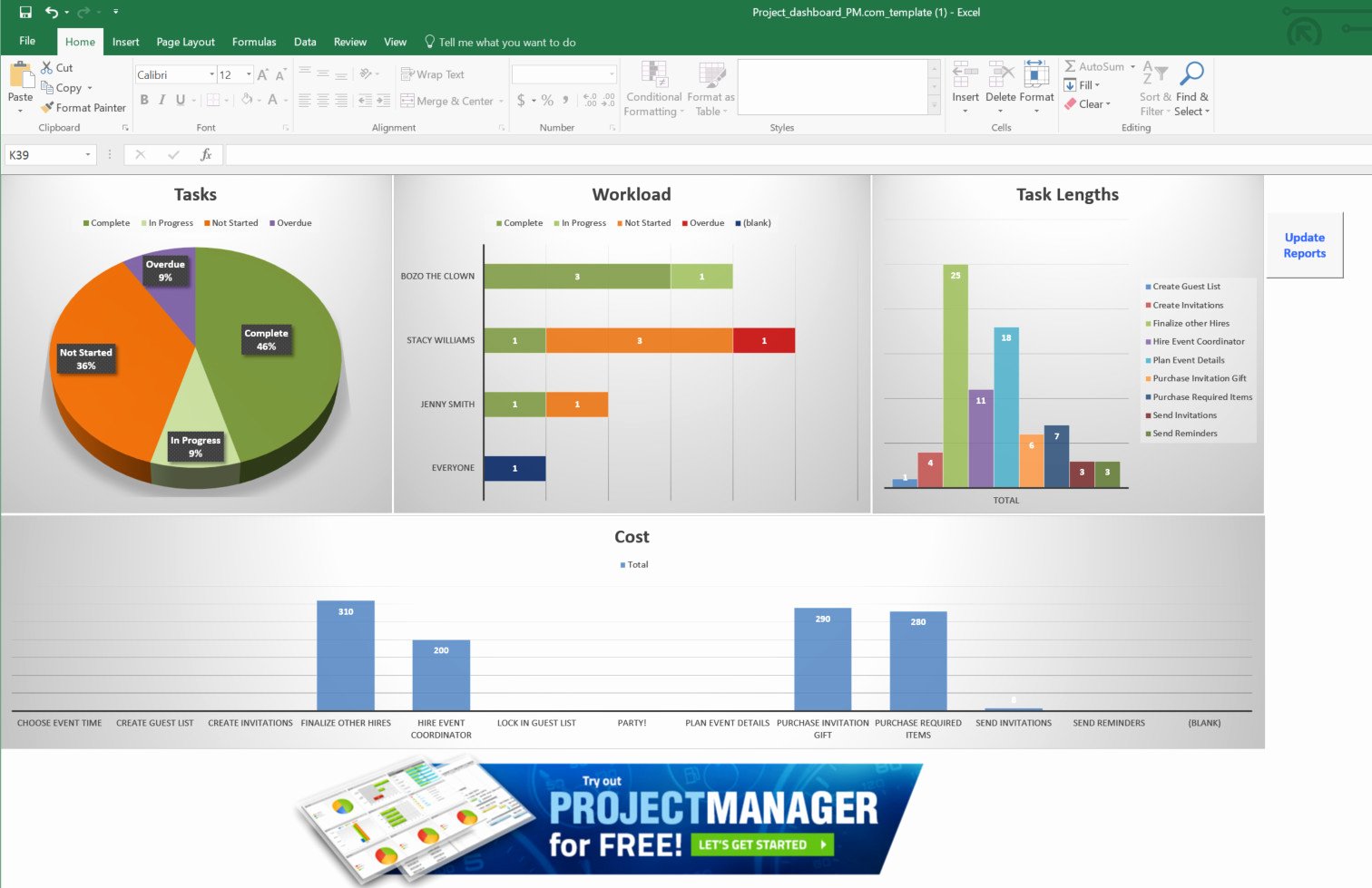 excel project management