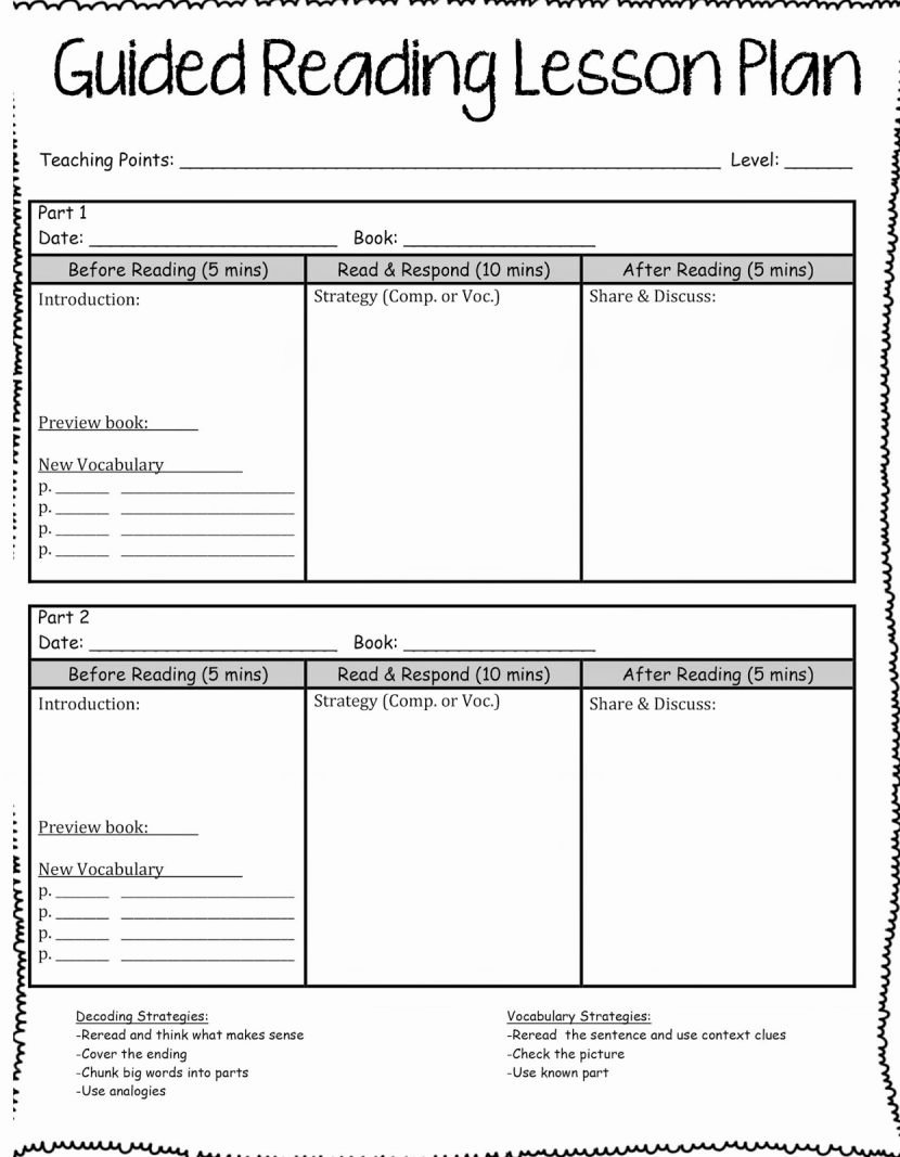 Guided Reading Lesson Plan Template Beautiful Template