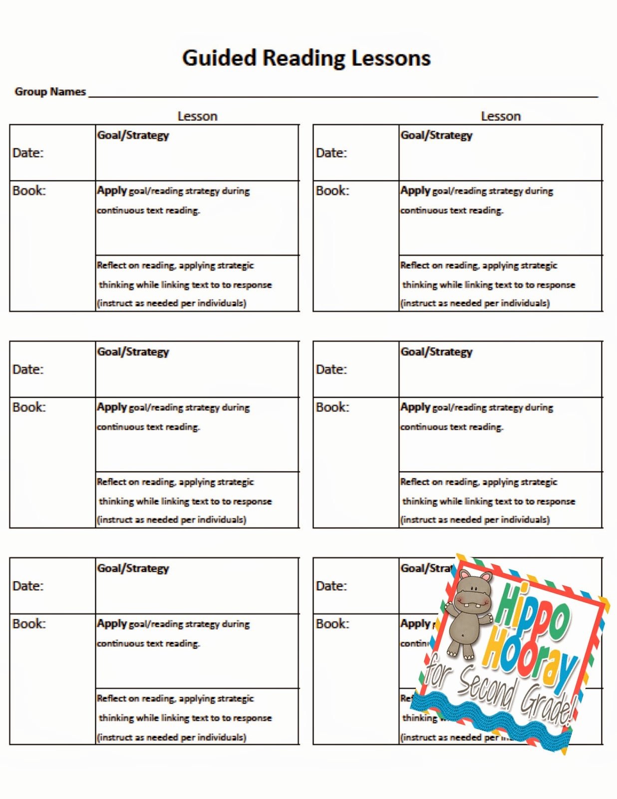 Guided Reading Lesson Planning and Note Taking