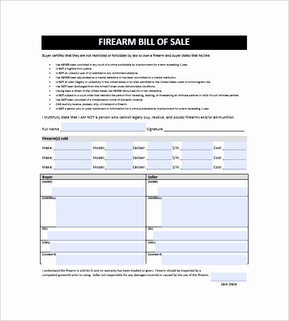 Gun Bill Of Sale Template Letter Example Template