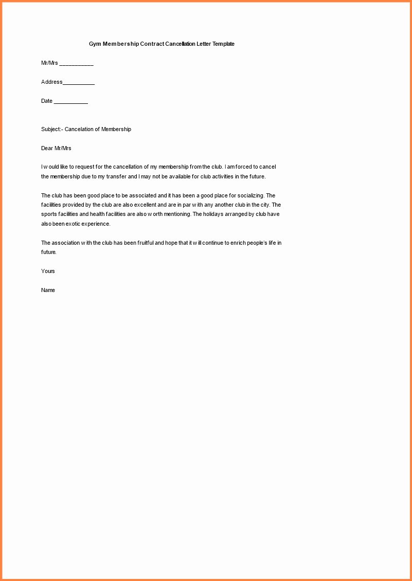 Gym Membership Cancellation Letter Template Free Examples