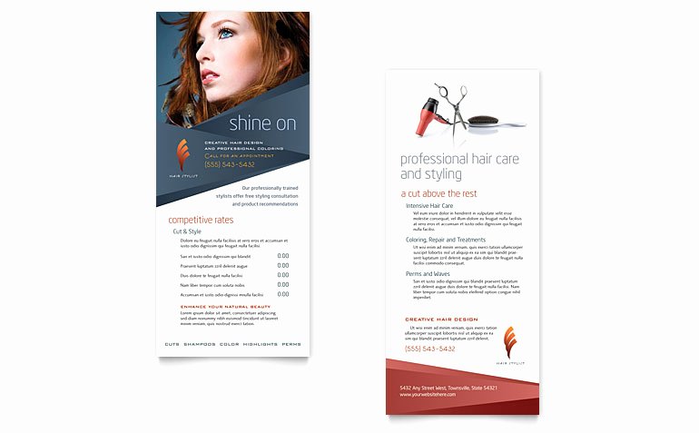 Hair Stylist &amp; Salon Rack Card Template Word &amp; Publisher