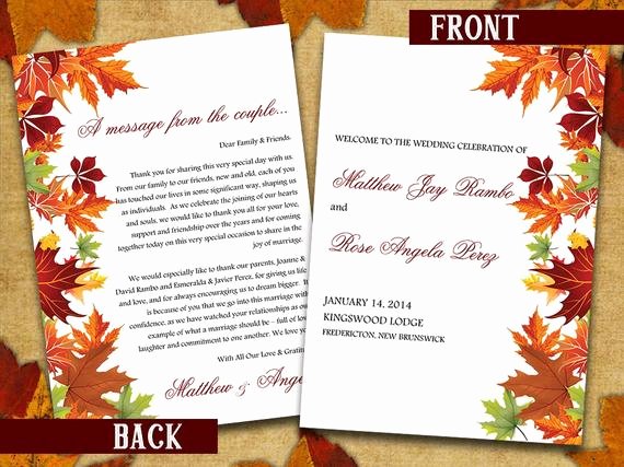 half fold wedding program template