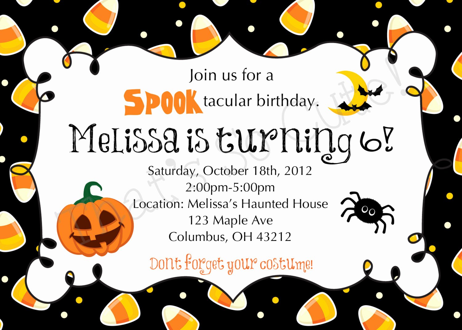Halloween themed Birthday Party Invitations