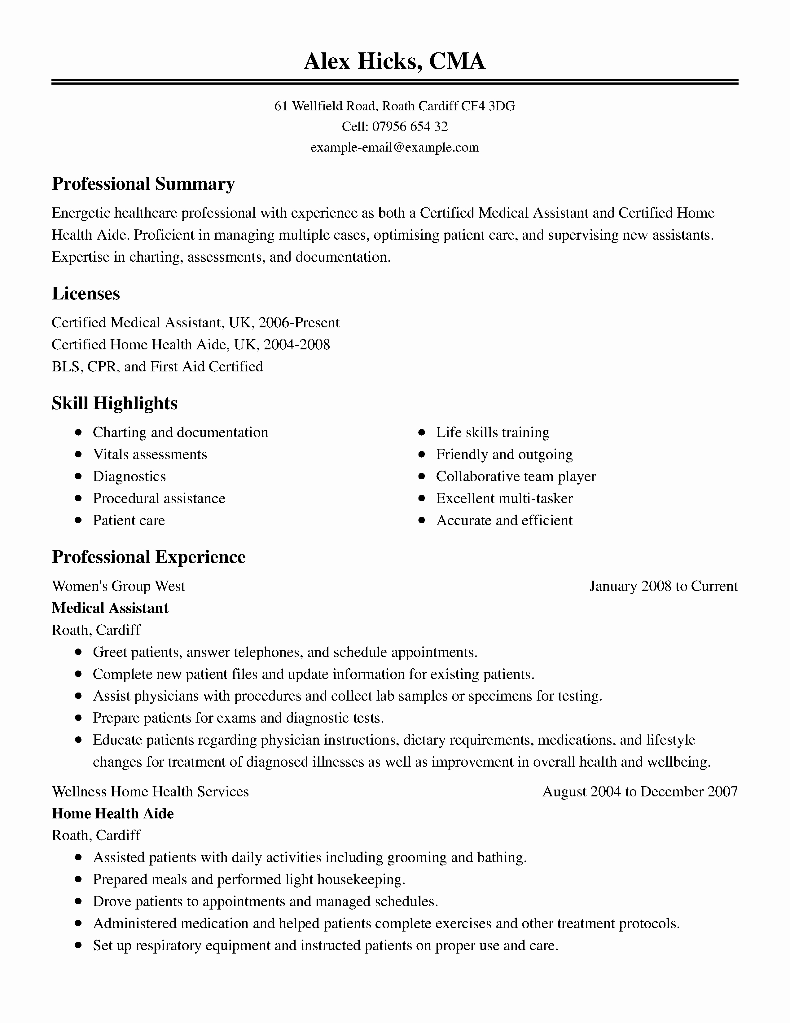 Healthcare Resume Template for Microsoft Word