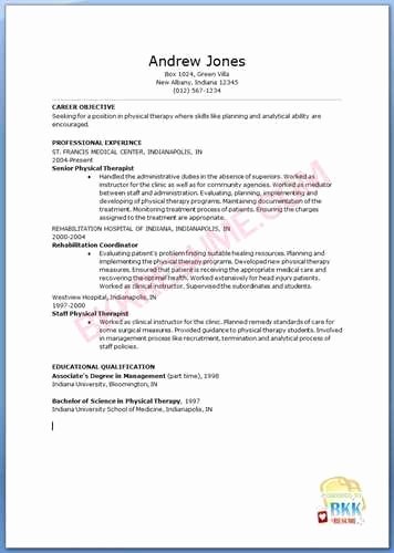 Here are the Guidelines to Create A Physical therapist Resume