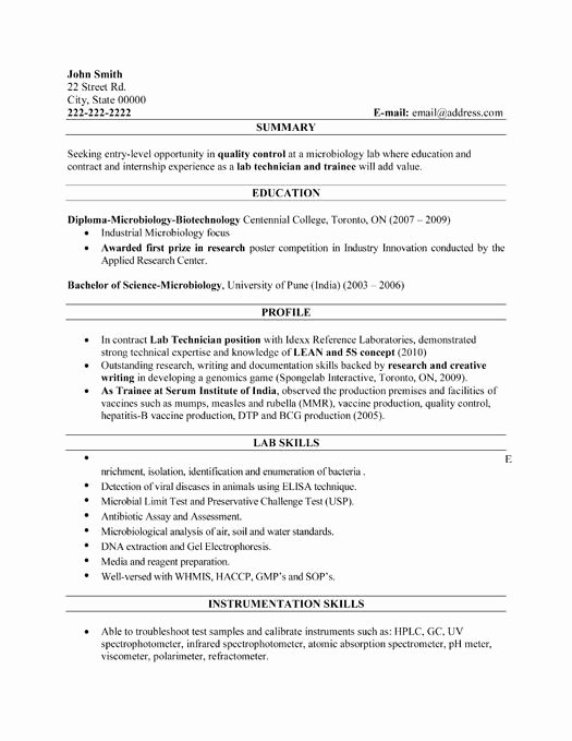 Here to Download This Lab Technician Resume Template