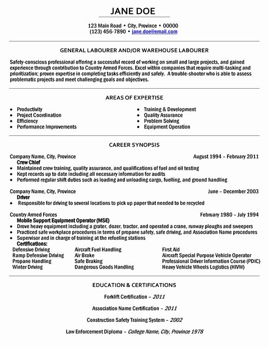 Here to This General Labourer Resume Sample