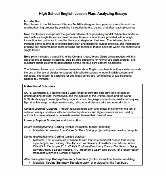 High School Lesson Plan Template 6 Free Word Documents