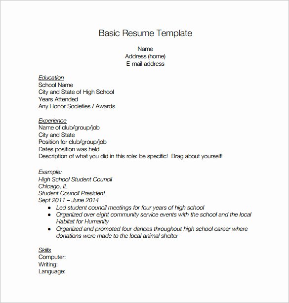 High School Resume Template 9 Free Word Excel Pdf