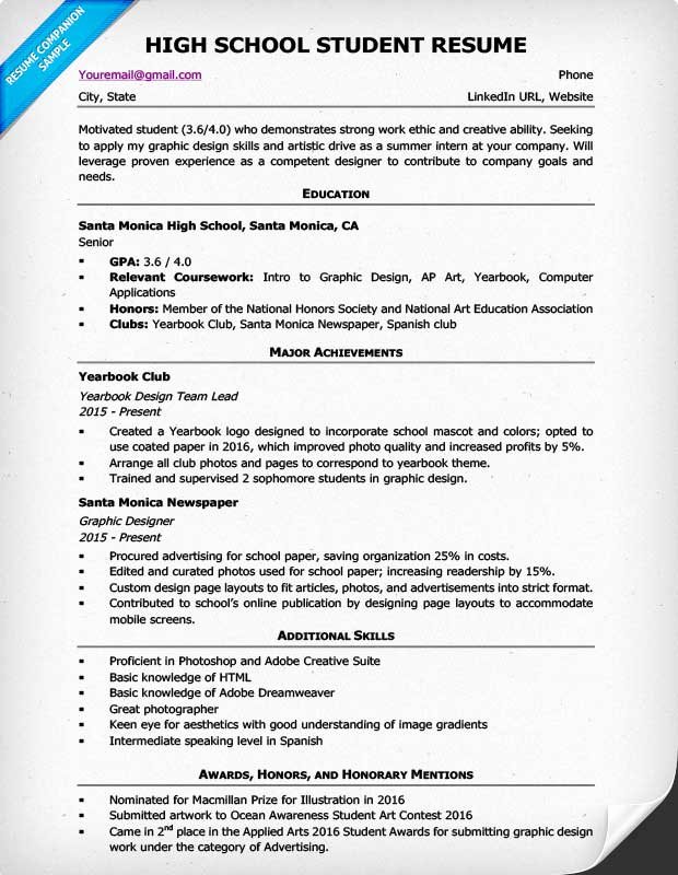 High School Resume Template &amp; Writing Tips