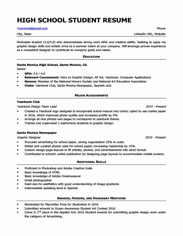 High School Resume Template &amp; Writing Tips