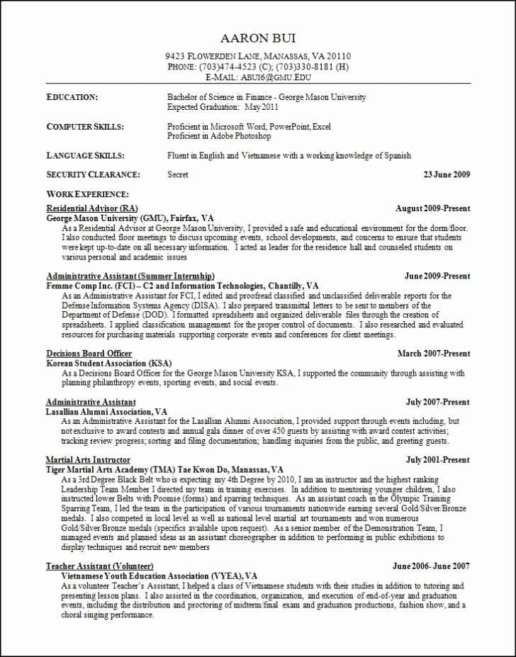High School Resume Template for College Admissions