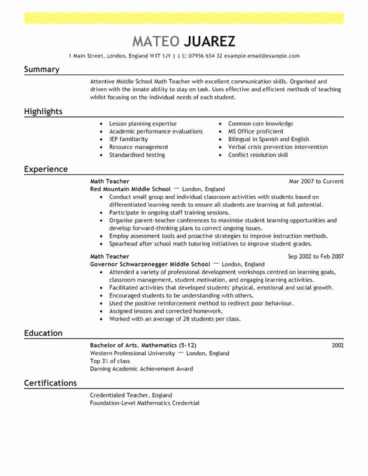 High School Resume Template Google Docs New Free Resume