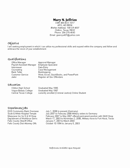 High School Student Resume Examples for Jobs Resume