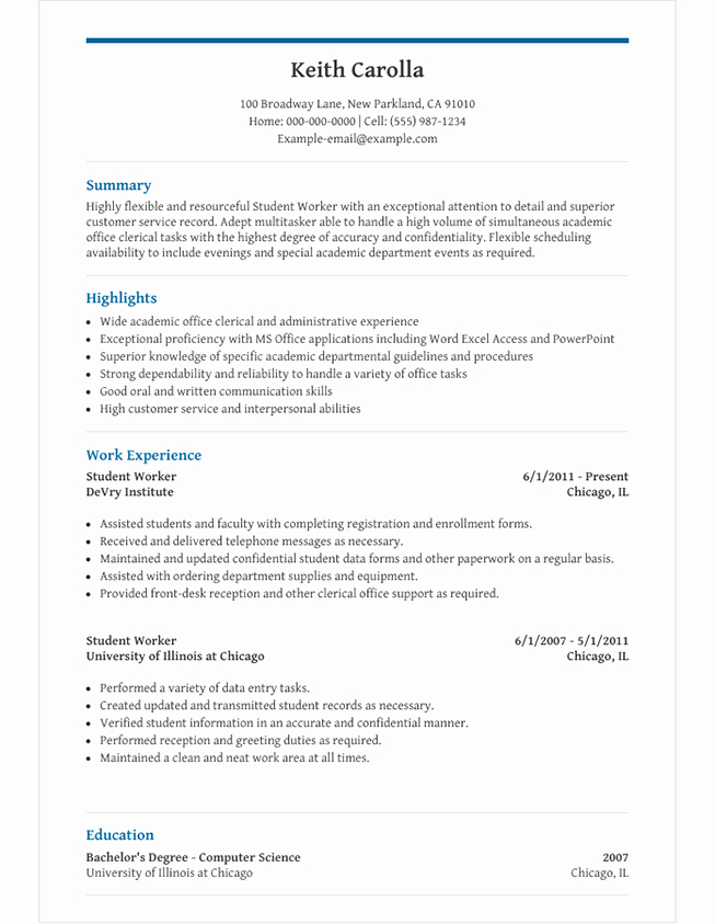 High School Student Resume Template for Microsoft Word