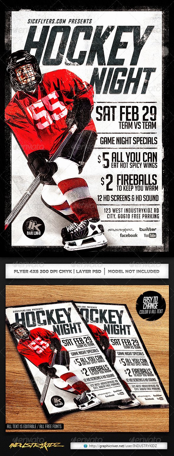 Hockey Game Night Flyer Template