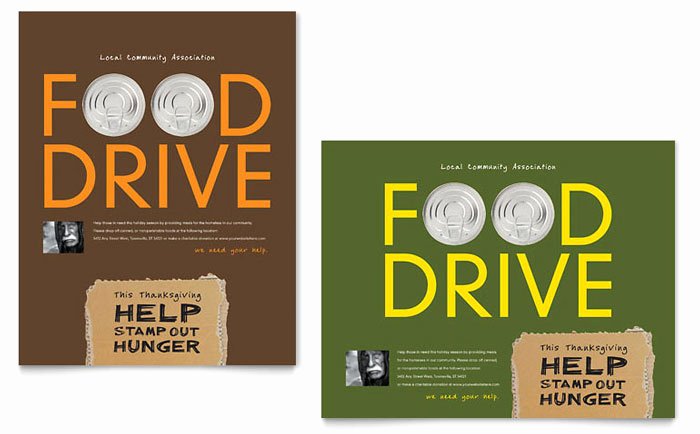 Holiday Food Drive Fundraiser Poster Template Design