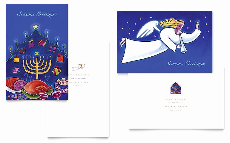 Holiday Seasons Menorah Greeting Card Template Word