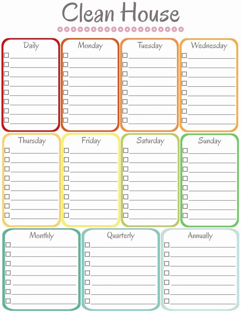 Home Management Binder Cleaning Schedule