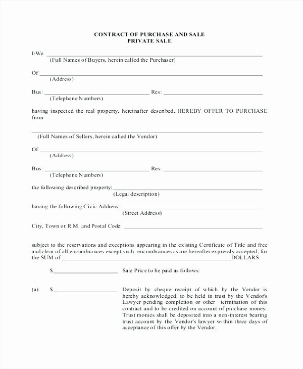 Home Purchase Agreement Template Free Sale Real Estate