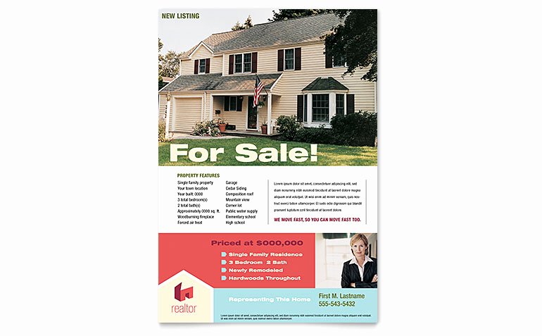Home Real Estate Flyer Template Word &amp; Publisher