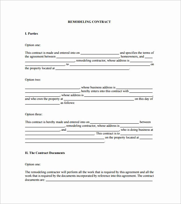 Home Remodeling Contract Template 7 Free Word Pdf