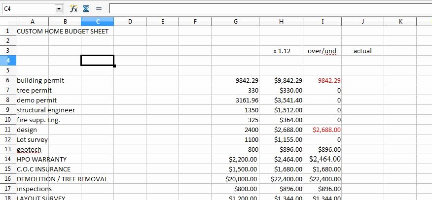 Home Renovation Bud Spreadsheet Excel Free Home