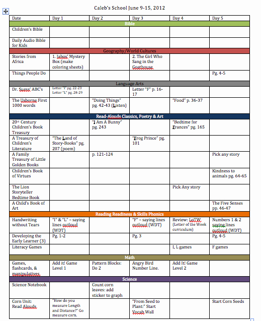 Homeschool Curriculum Homeschool Curriculum Planner Template