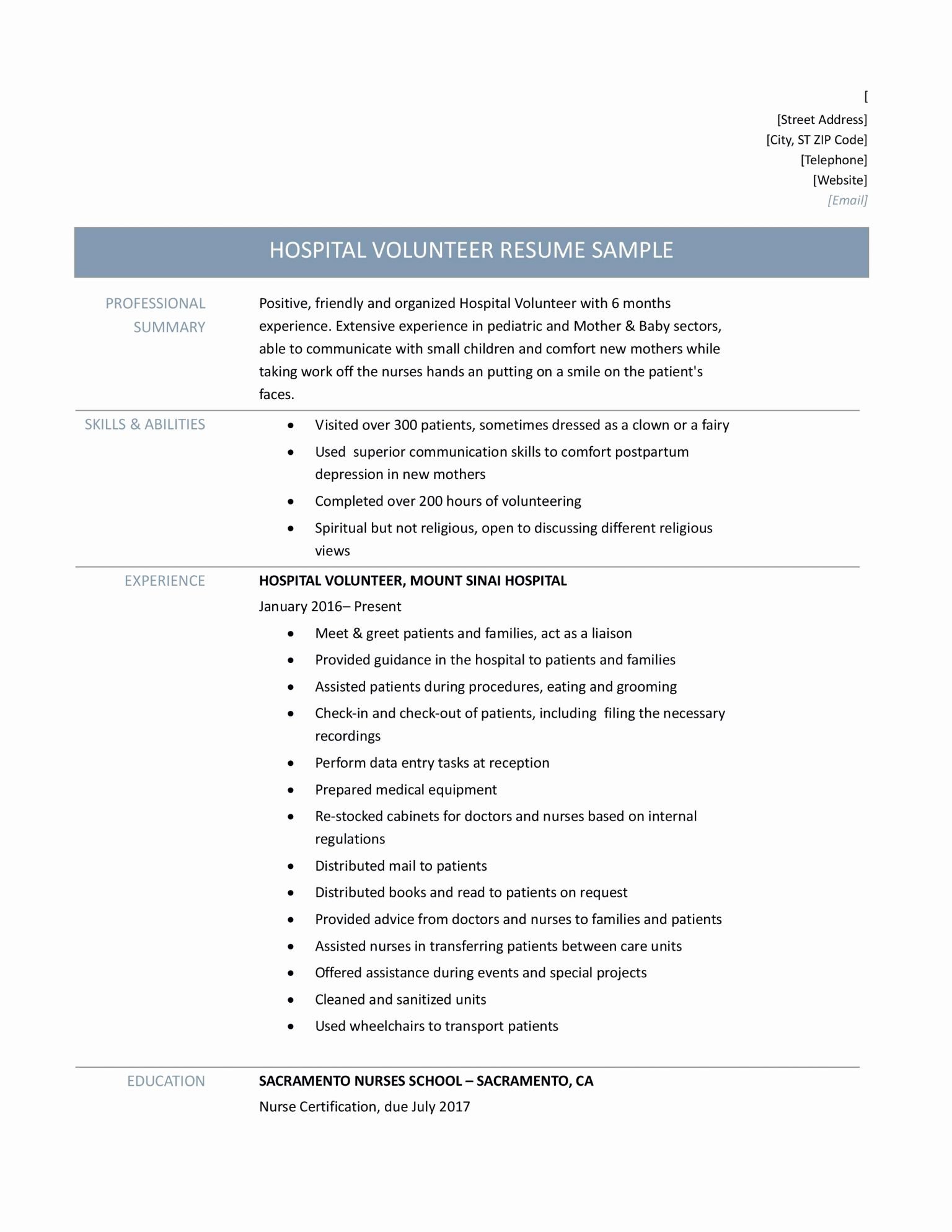 volunteer-experience-resume-example