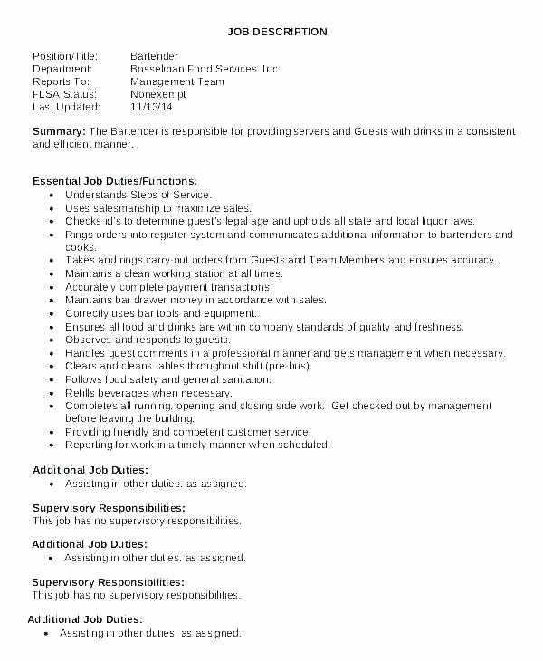 hostess job description for resume