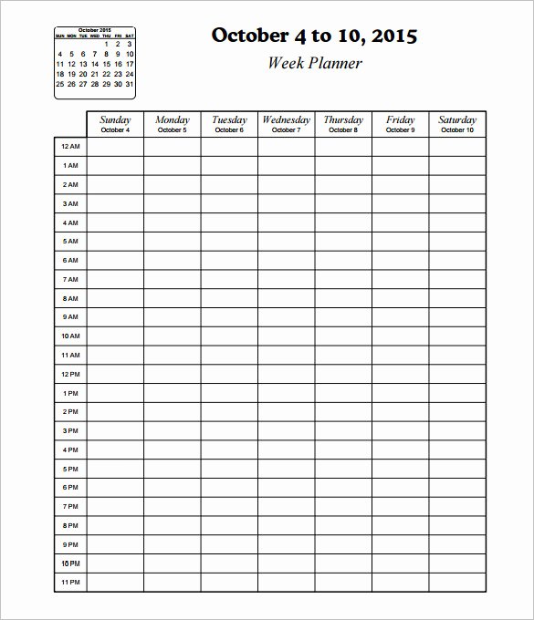 sample hourly schedule