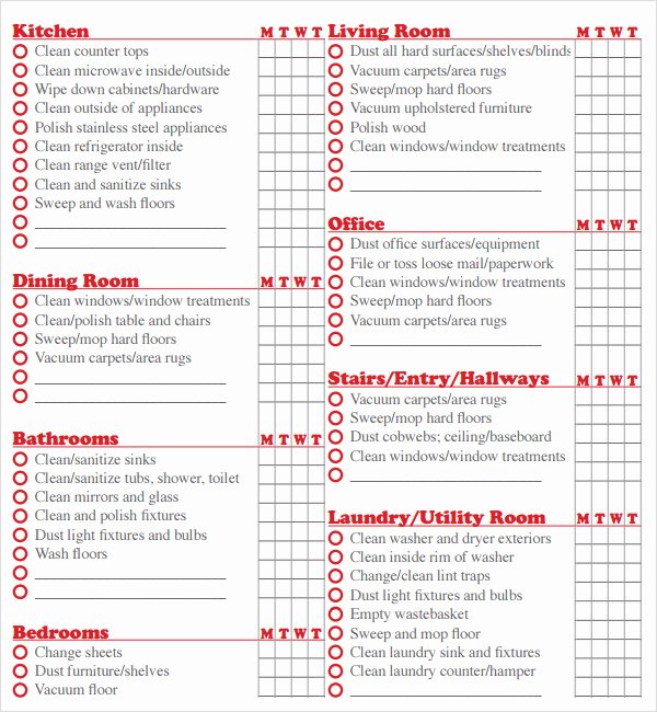 house cleaning checklist template 75