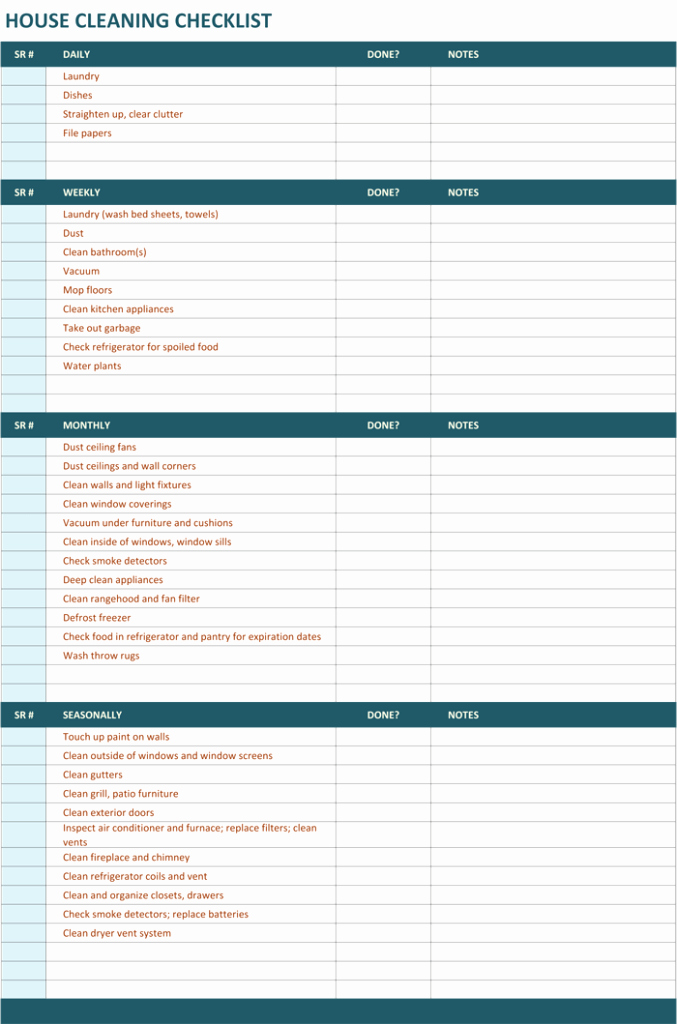 House Cleaning Checklist Template to Unify Perfect Cleaning