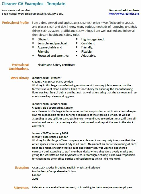 House Cleaning House Cleaning Example Skills Resume