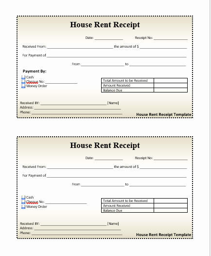 House Rent Receipt format