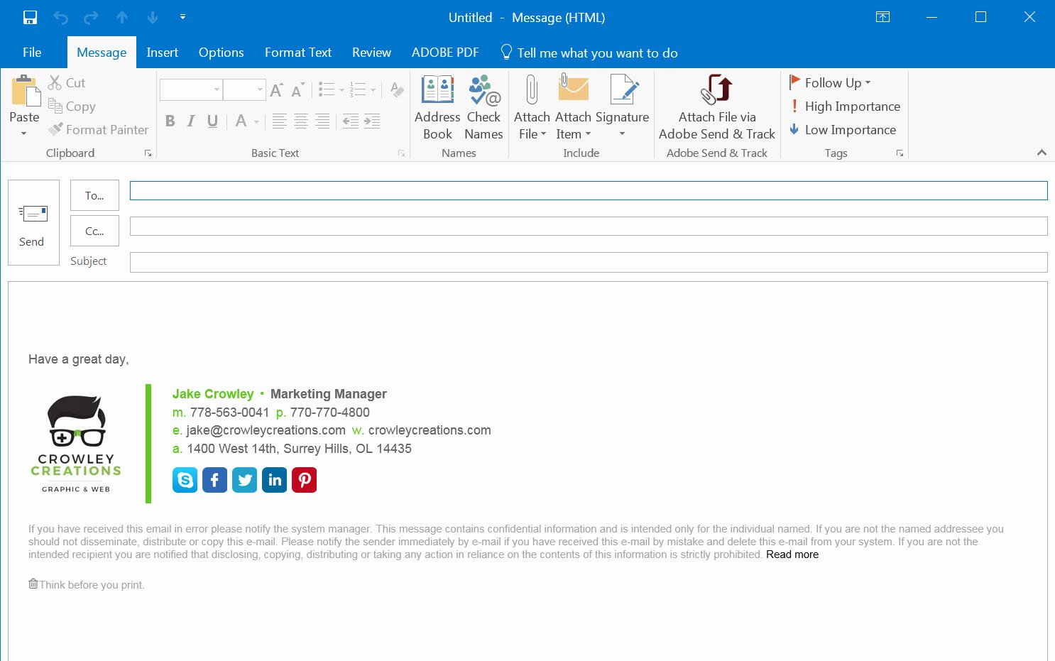 How to Add Change Setup Install Email Signature Outlook