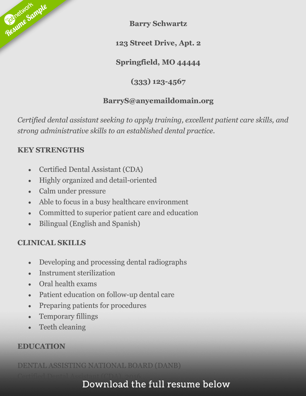 How to Build A Great Dental assistant Resume Examples