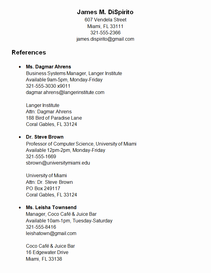 How to List References A Resume Best Template Collection