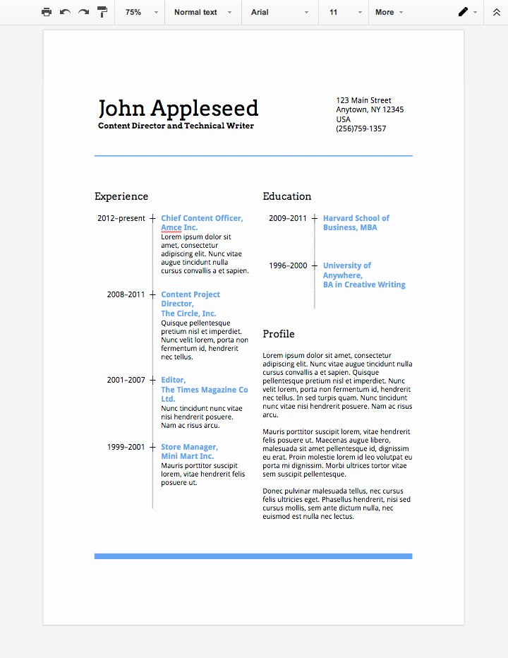 create an eye catching resume in google docs cms