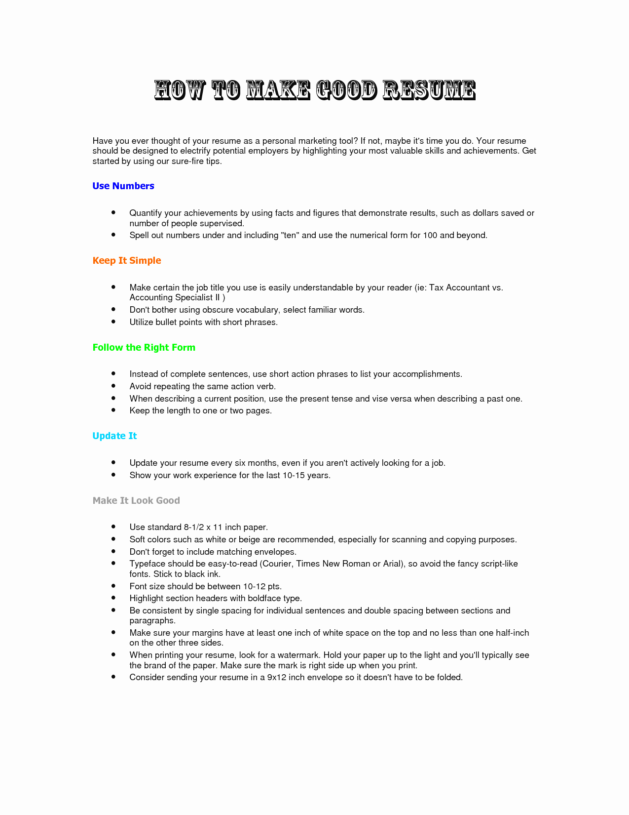 How to Make A Resume